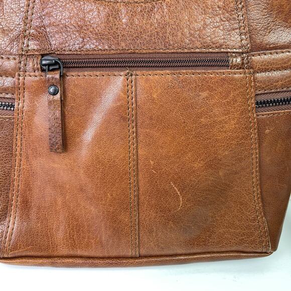 Spikes and Sparrow Tan Brown Leather Medium Crossbody Shoulder Bag Purse - Picture 3 of 16